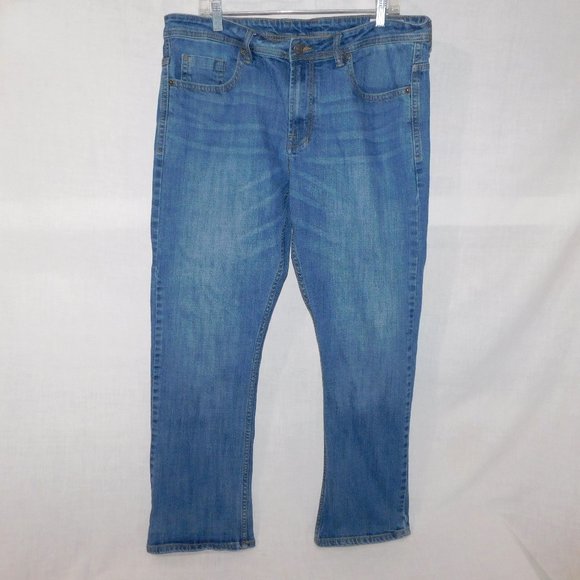 Buffalo David Bitton Mens 36 x 30 DEAN-X Slim Straight Stretch Blue Jeans - Picture 1 of 10